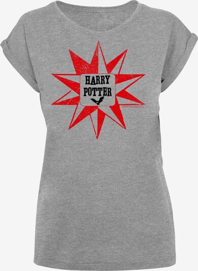 F4NT4STIC T-Shirt 'Harry Potter Hedwig Star' in graumeliert / rot / schwarz, Produktansicht