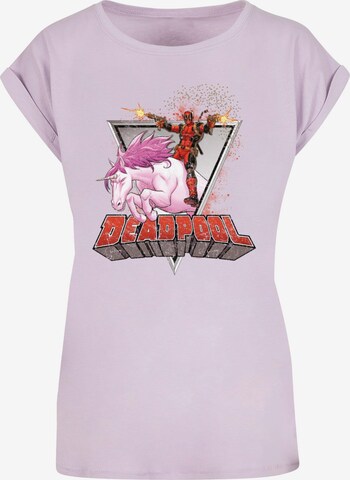 ABSOLUTE CULT T-Shirt 'Deadpool - Rides A Unicorn' in Lila: predná strana