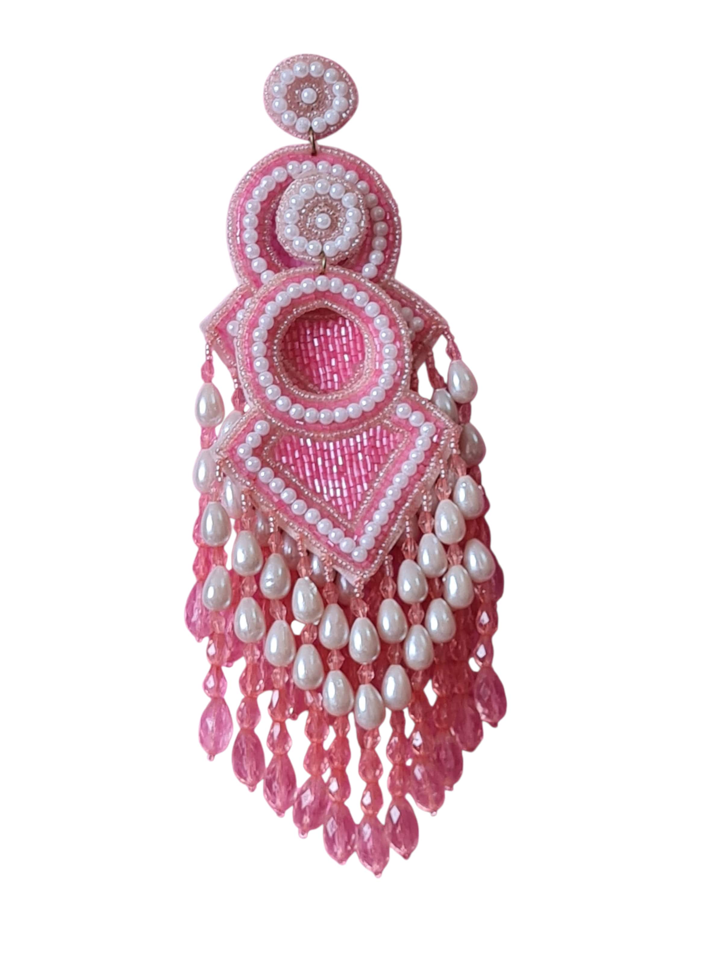 PfauGermany Earrings 'Hangeing Beads' in Pink