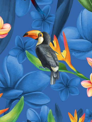 Hawaiihemdshop.de Regular fit Overhemd 'Flower Parrots' in Blauw