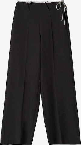 Bershka Wide Leg Plissert bukse i svart: forside