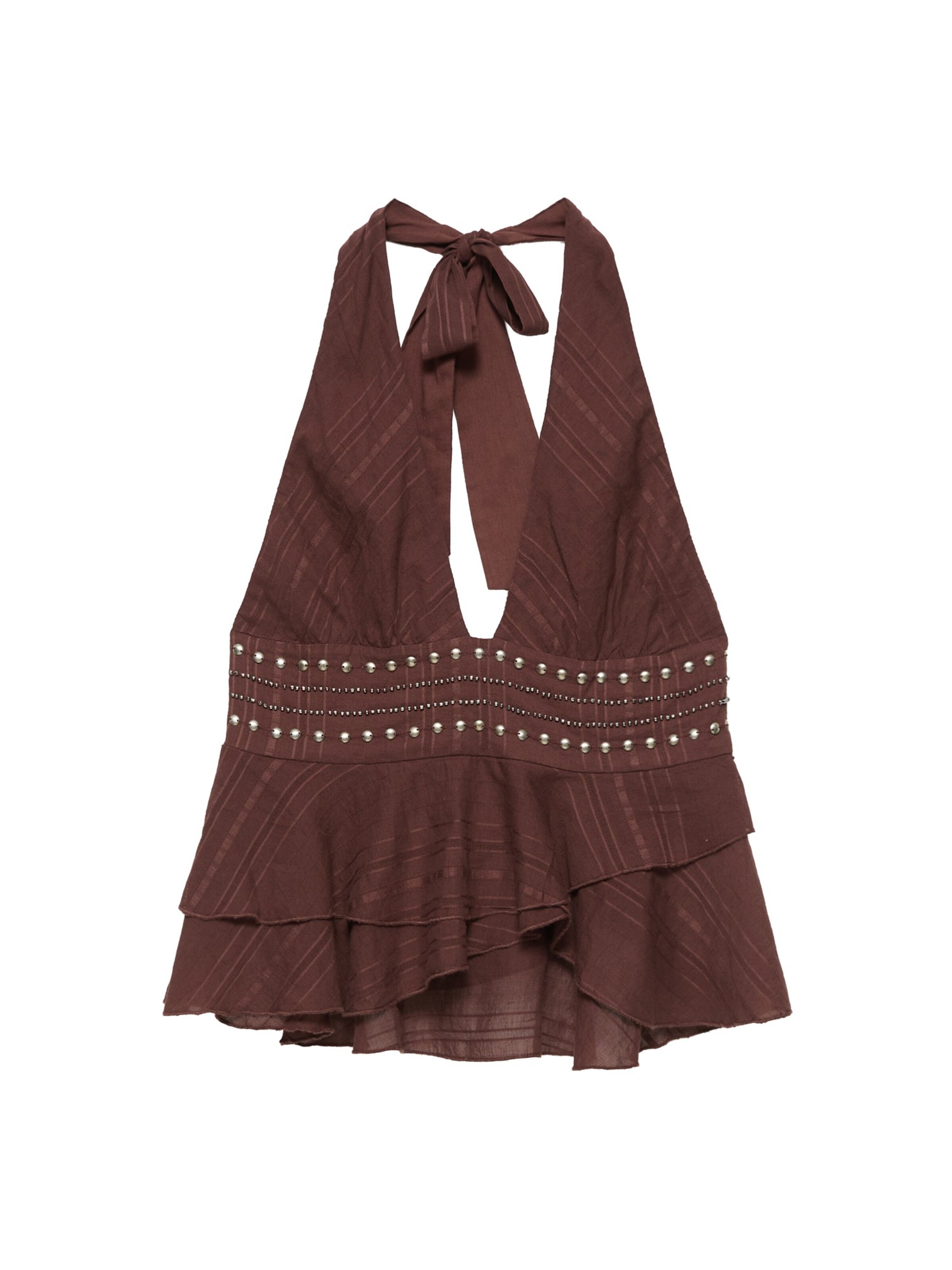 Pull&BearTop - smeđa boja: prednji dio