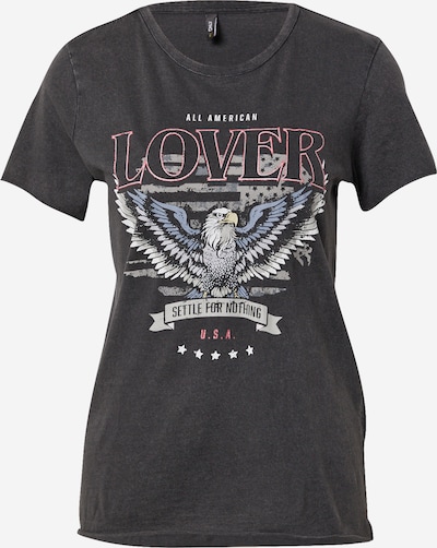 Marškinėliai 'ONLLucy' iš ONLY, spalva – mėlyna dūmų spalva / dūmų pilka / rožių spalva / juoda, Prekių apžvalga