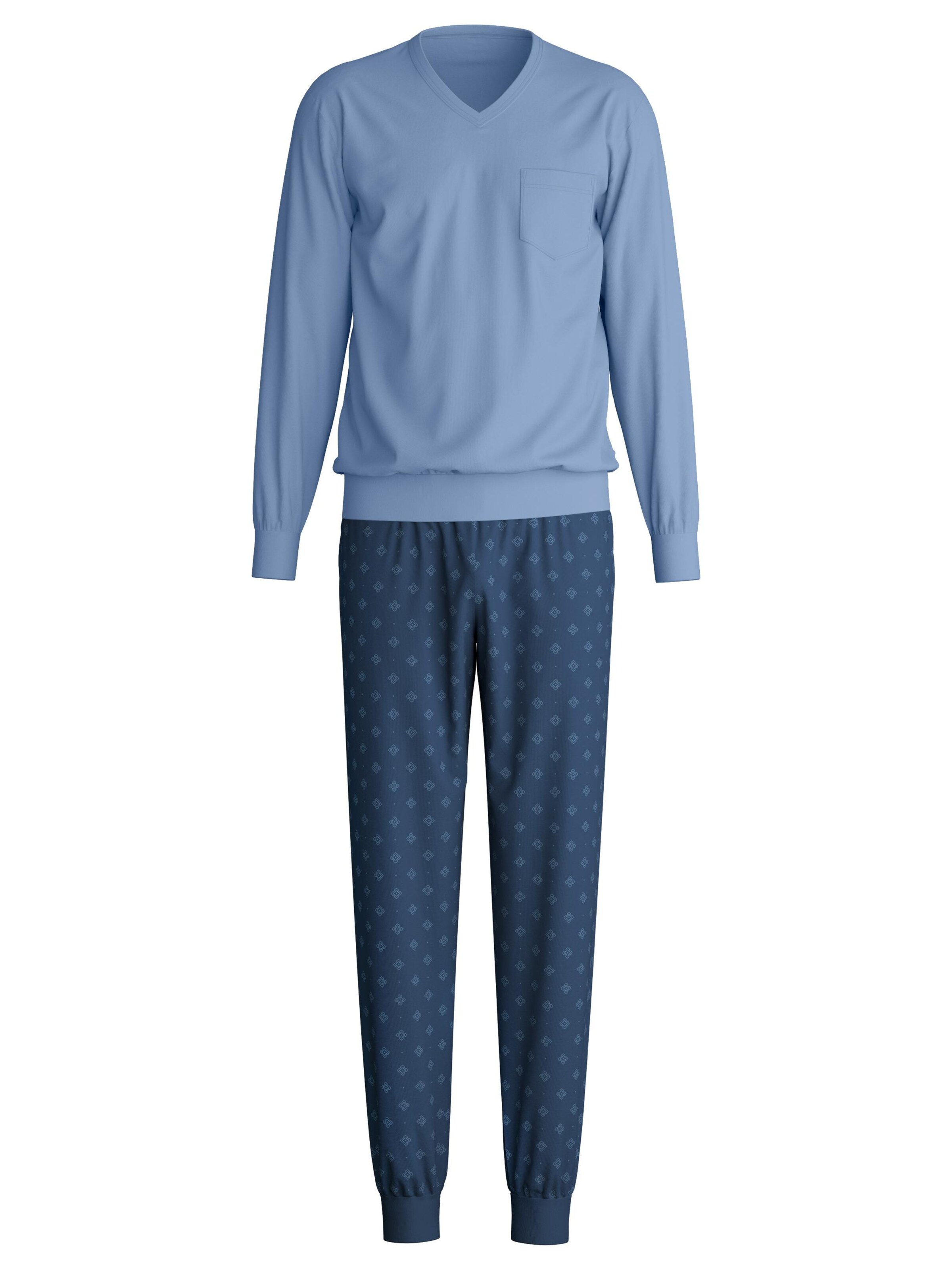 CALIDA Pyjama lang 'Relax Imprint'‌‌‌‌‌‌‌‌ in Blau: Vorderseite