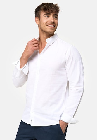 INDICODE JEANS Regular fit Button Up Shirt 'Brayden' in White: front