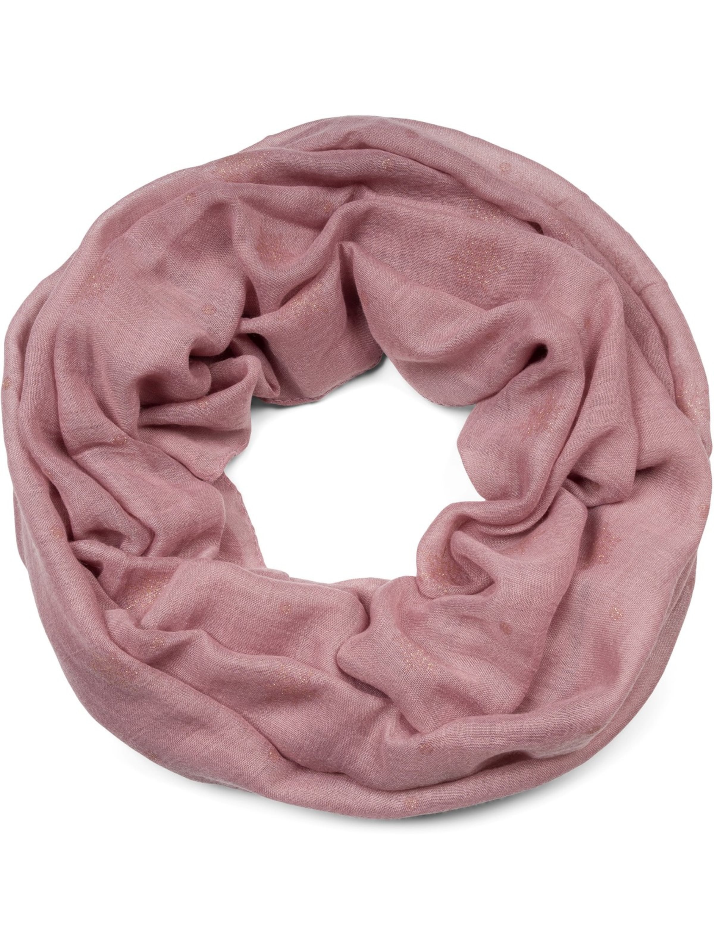 styleBREAKER Tube Scarf 'Loop mit glitzerndem Schneeflocken Print' in Pink: front