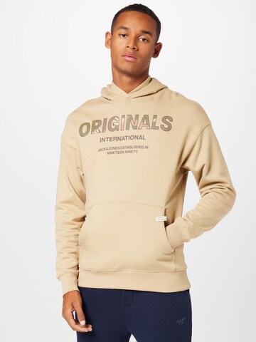 Sweat-shirt JACK & JONES en beige : devant