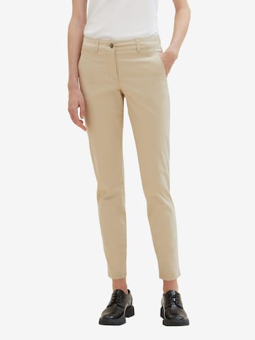 Coupe slim Pantalon chino TOM TAILOR en beige : devant