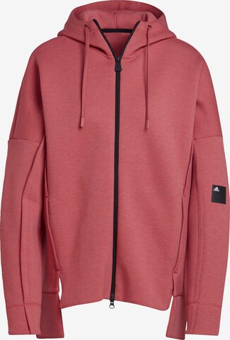 ADIDAS SPORTSWEAR Athletic Zip-Up Hoodie 'Mission Victory' in Red: front