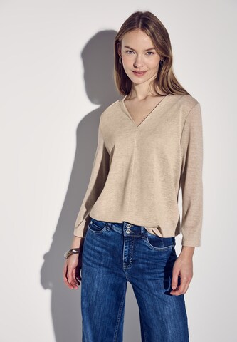 STREET ONE Leinen-Look Shirt in Beige: Vorderseite