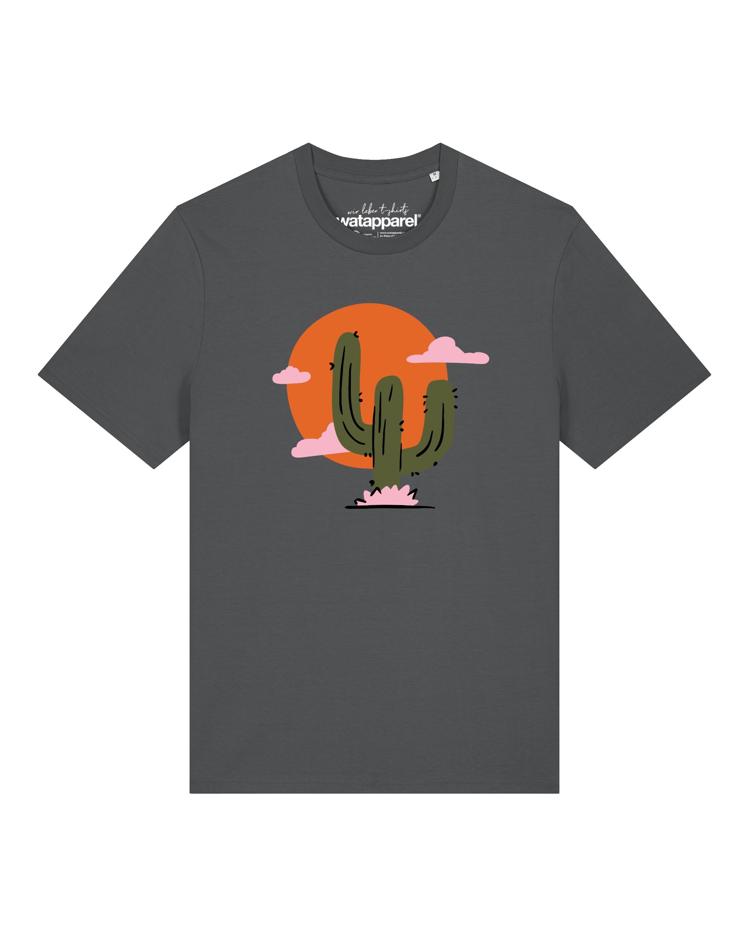 T-Shirt 'Kaktus Im Sonnenuntergang' Watapparel en gris : devant