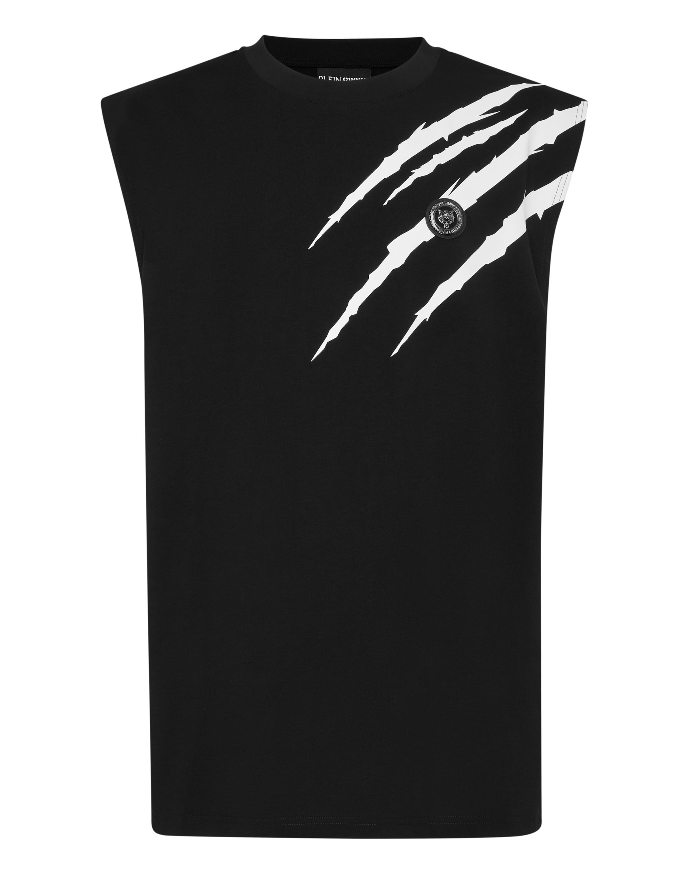 Plein Sport - Camiseta 'Scratch' en negro: frente
