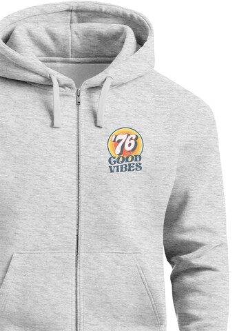 Neverless Zip-Up Hoodie 'Good Vibes '76' in Grey