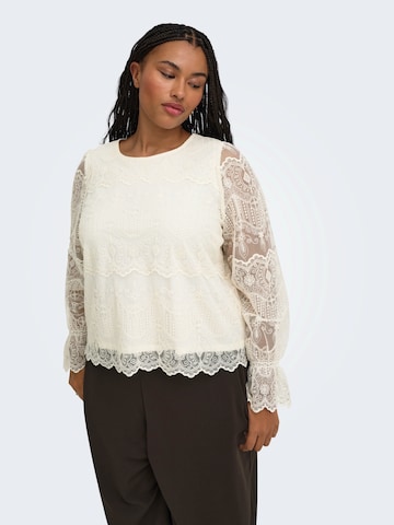 ONLY Carmakoma - Blusa en blanco: frente