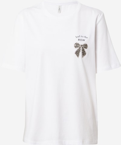 Tricou 'LONNIE' ONLY pe negru / argintiu / alb murdar, Vizualizare produs