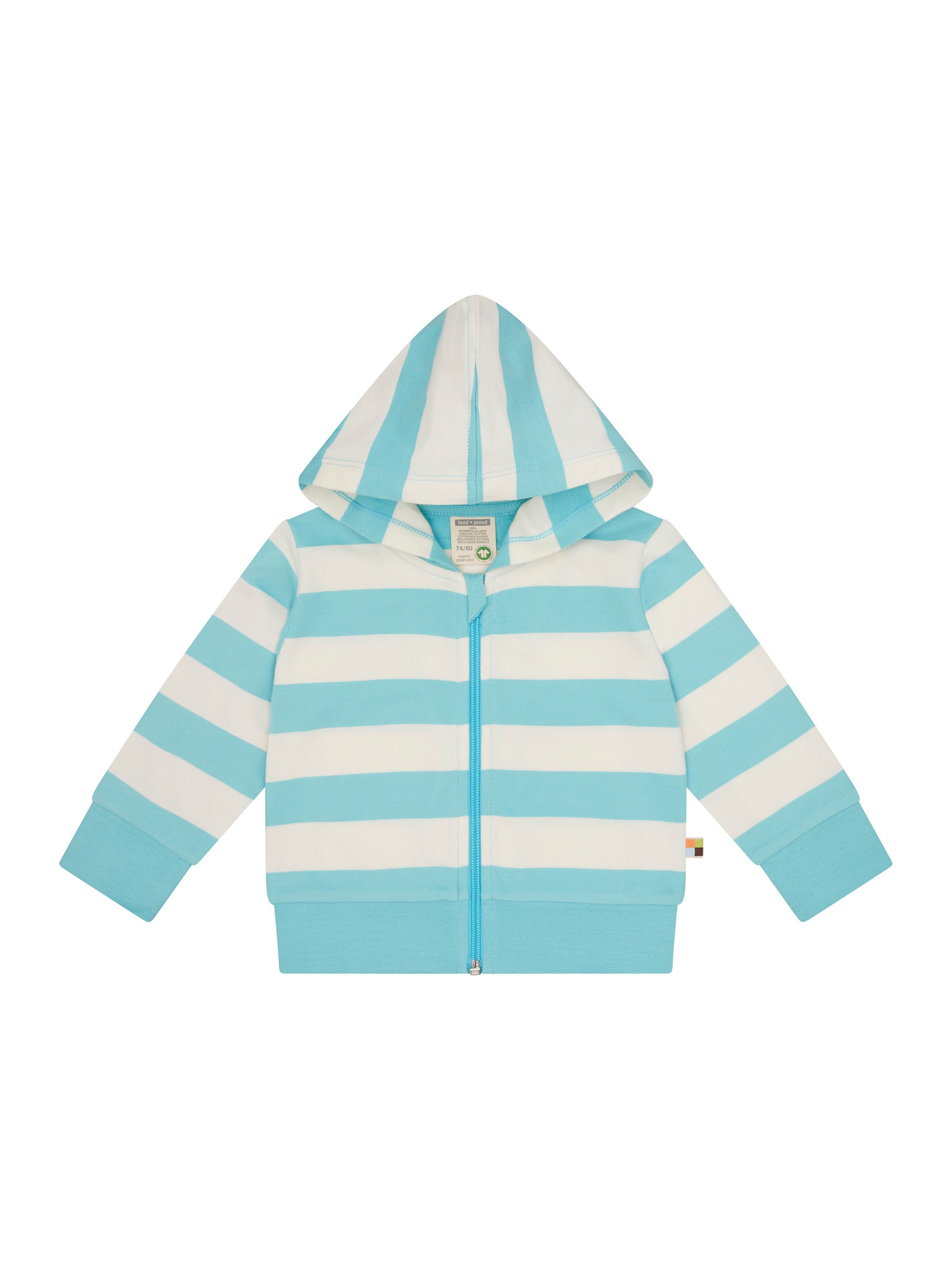 loud + proud Zip-Up Hoodie 'Sweatjacke mit Blockstreifen' in Blue: front