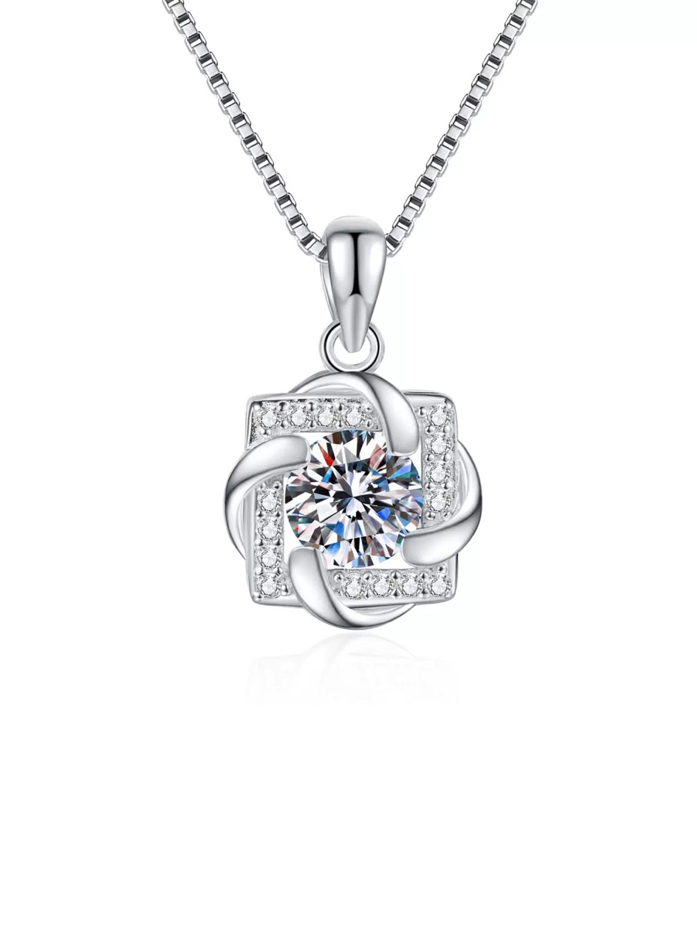 Staufergold Necklace 'Moissanit Halskette „Eleganter Solitär“ 1 ct' in Silver: front
