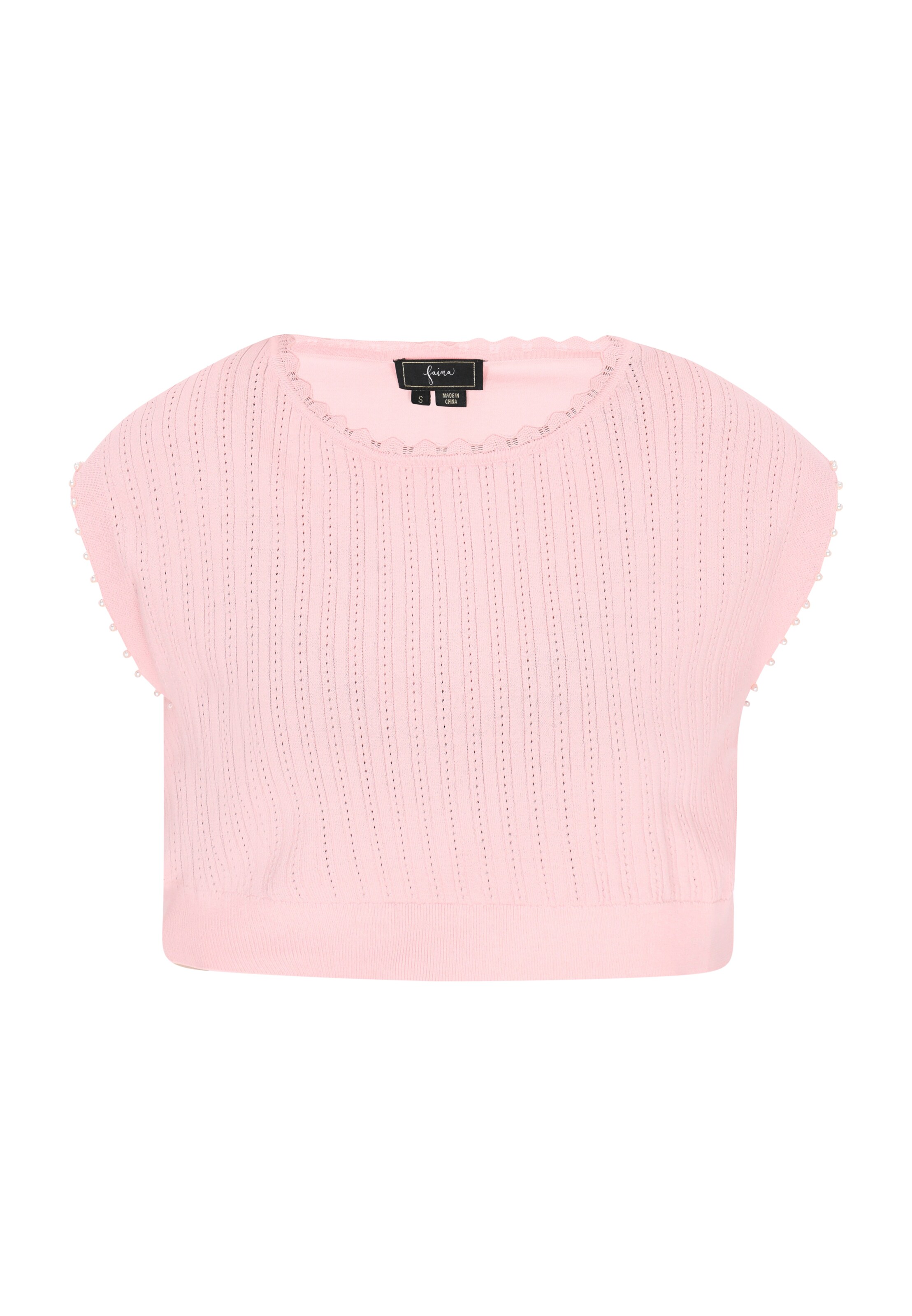 rožinė faina Megzta palaidinė be rankovių: priekis