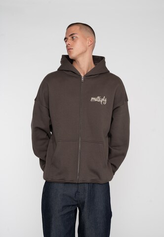 Multiply Apparel Zip-Up Hoodie 'Law Of Nature' in Brown