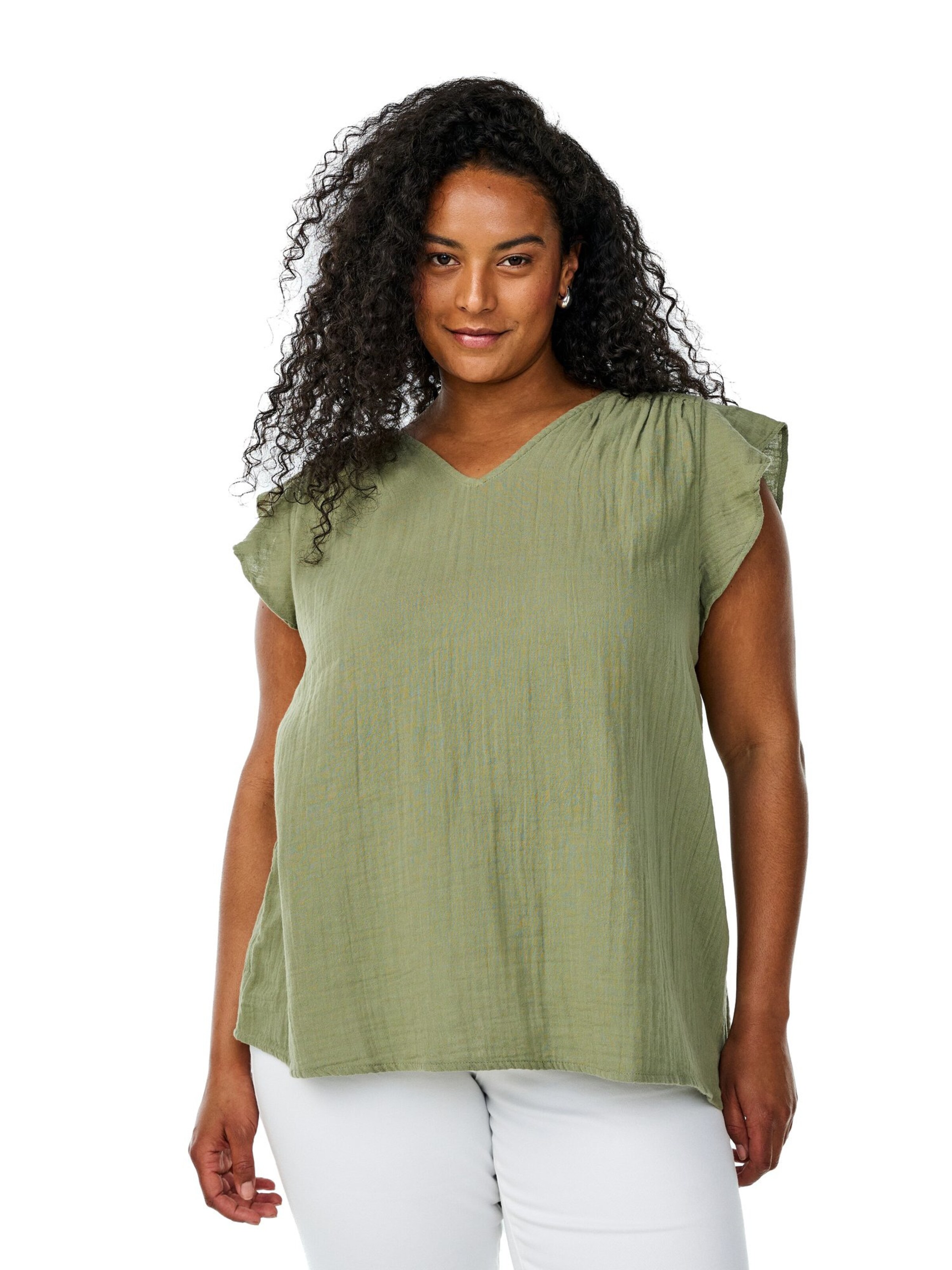 Zizzi Blouse 'Vvivu' in Green: front