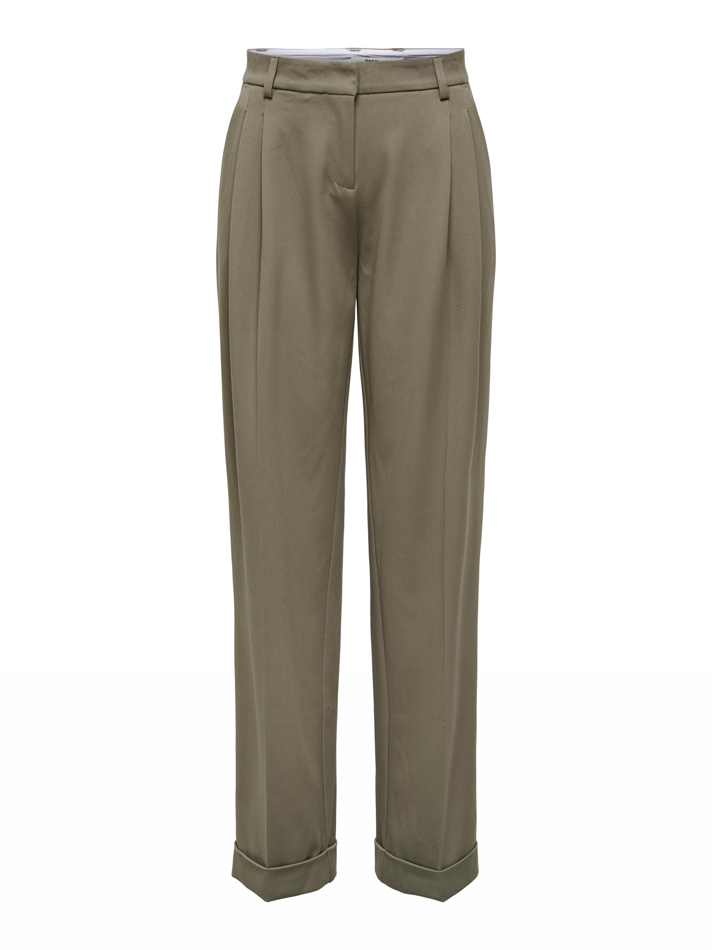 ONLY Bukser med lægfolder 'SULAJMA' i stone, Produktvisning