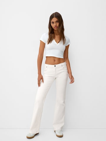 Bershka Flared Bukser i hvid
