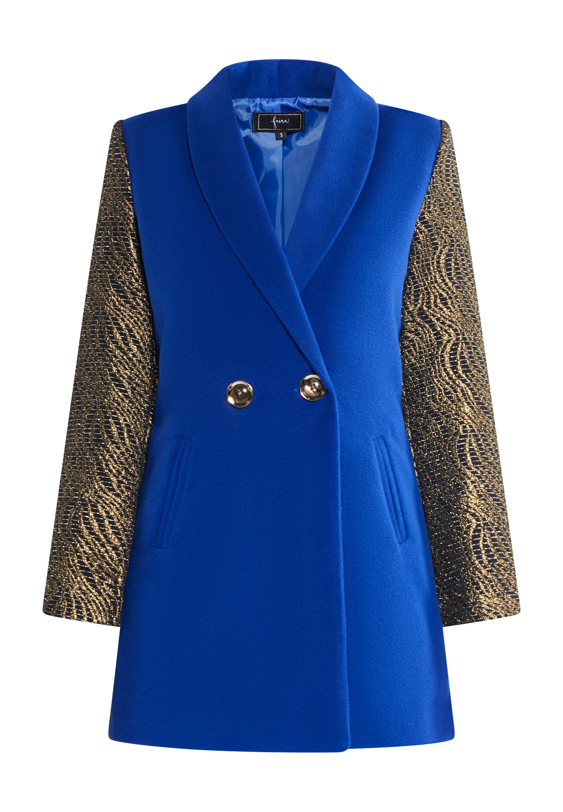 faina Tussenmantel in de kleur Blauw / Goud / Zwart, Productweergave
