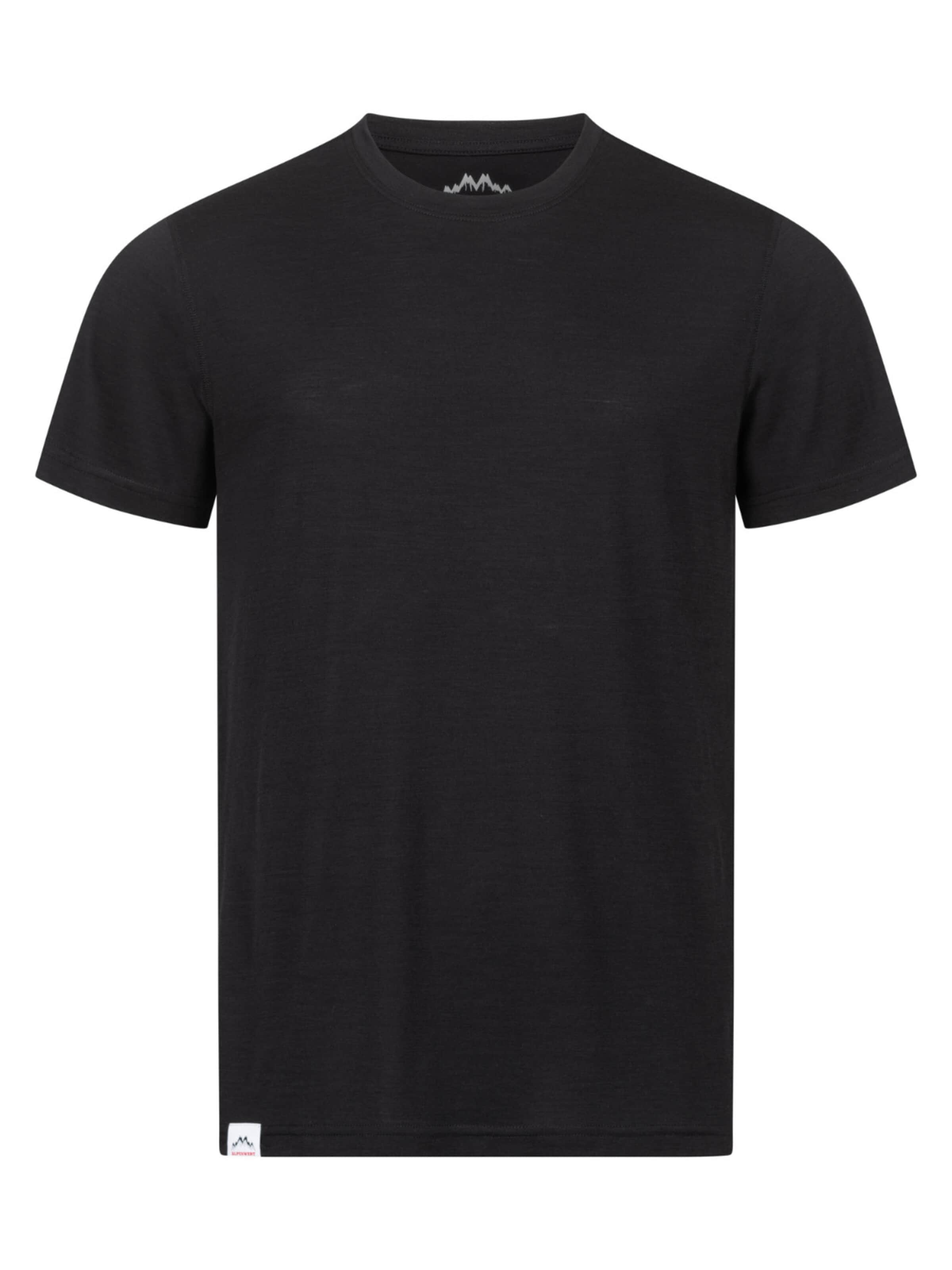Alpenwert Shirt 'T-Shirt Herren Merino' in Black: front