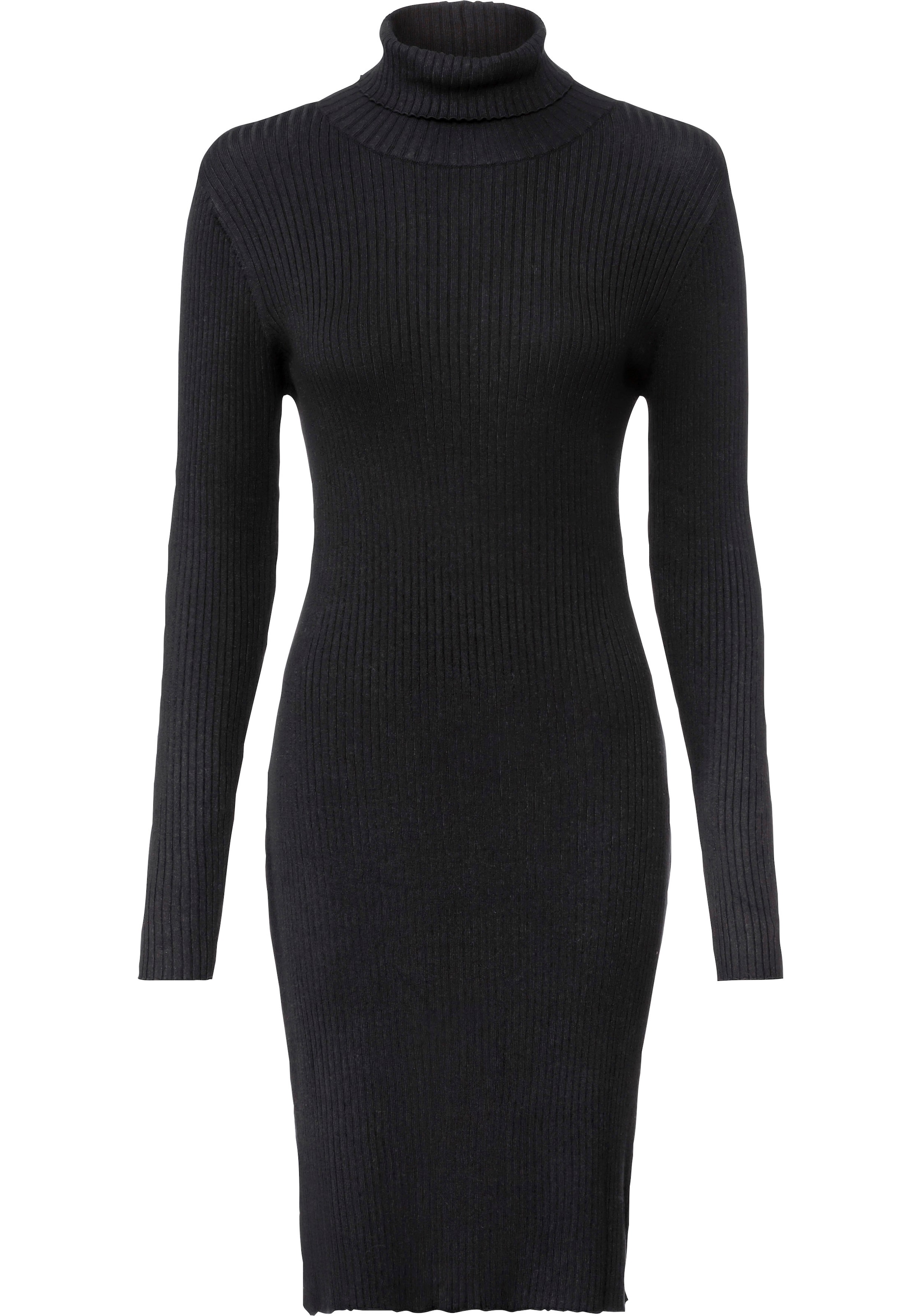 LASCANA Gebreide jurk in Zwart: voorkant