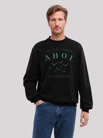 Sweat-shirt 'Ahoi Möwe Knut und Jan' F4NT4STIC en noir : devant
