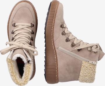 Rieker Lace-Up Ankle Boots in Beige