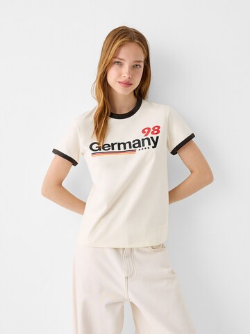 Bershka Tričko – béžová: přední strana