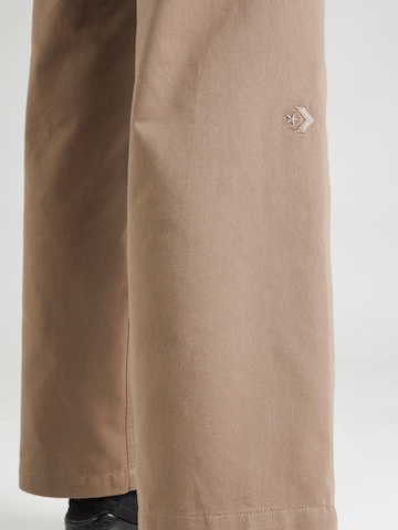 CONVERSE Wide leg Pleat-Front Pants in Brown
