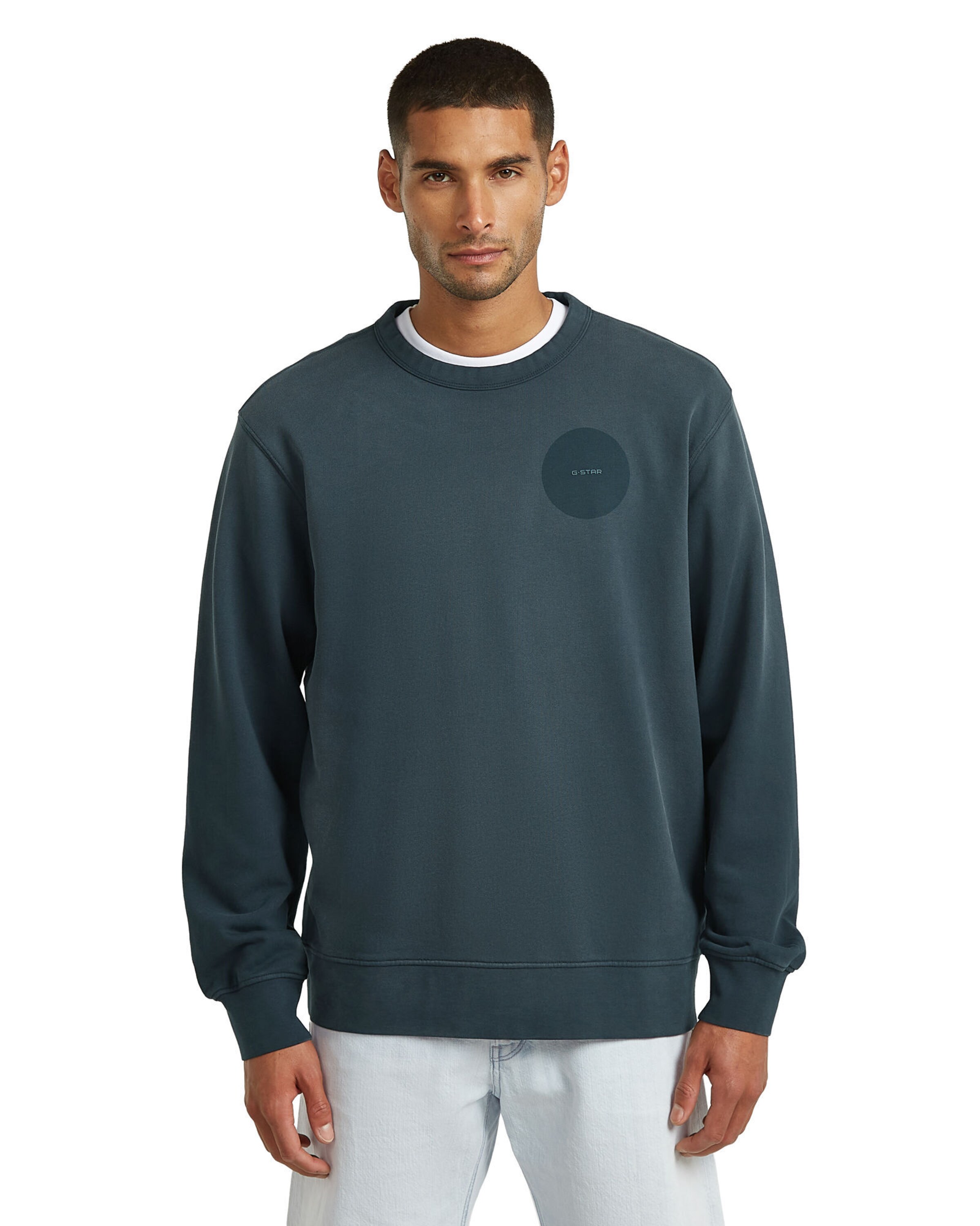 G-STAR Sweater - 'Sunfaded Sweater' in Blau: Vorderseite
