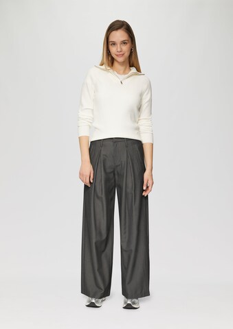 QS Wide leg Bandplooibroek in Grijs