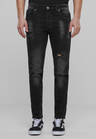 2Y Premium Tapered Jeans in Grijs: voorkant