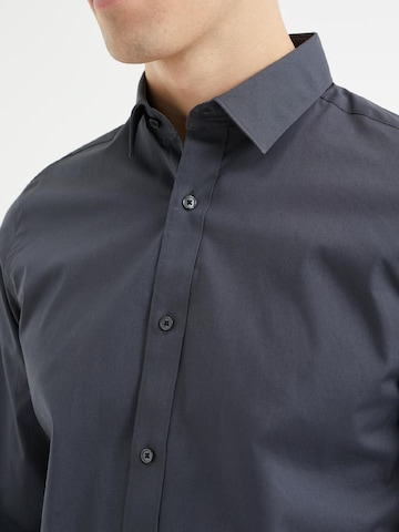 WE Fashion Slim fit Button Up Shirt in Grey