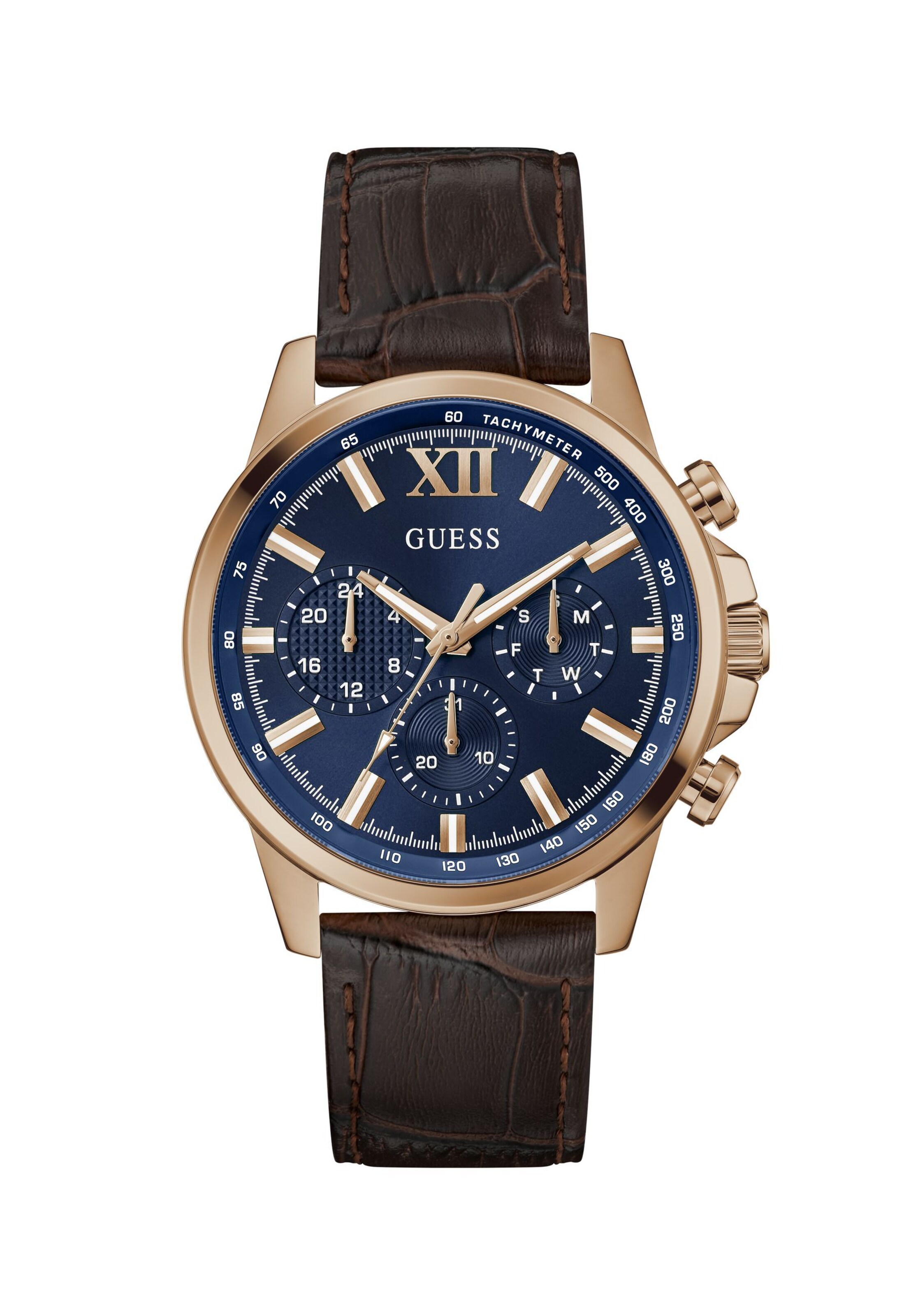 GUESS Analoog horloge 'WALKER' in Bruin