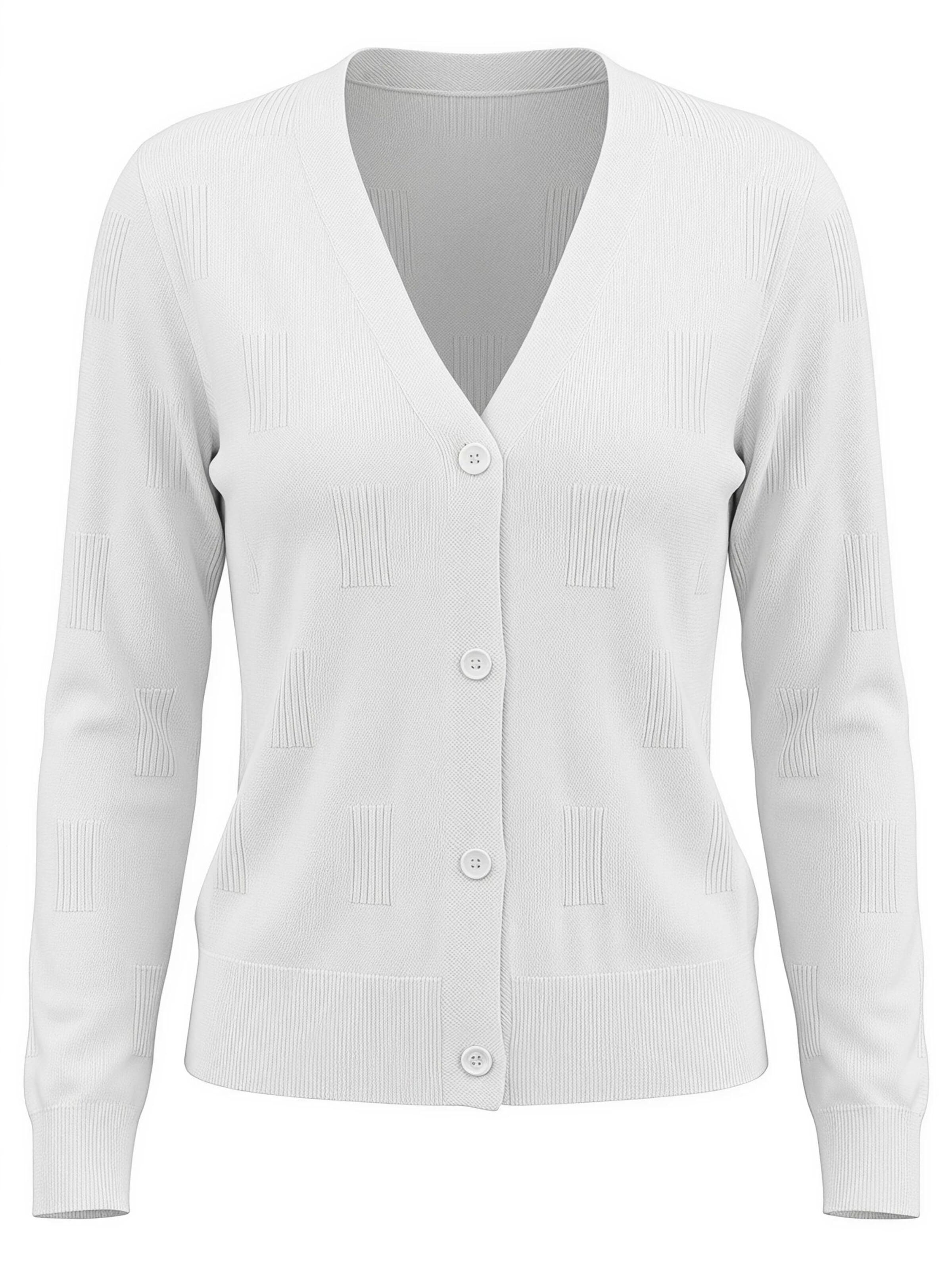 ARACH&CLOZ Sweatshirt 'Langarmshirt Damen V-Shirt Weicher Kurzer Cardigan Pullover Tops Freizeit' in White: front