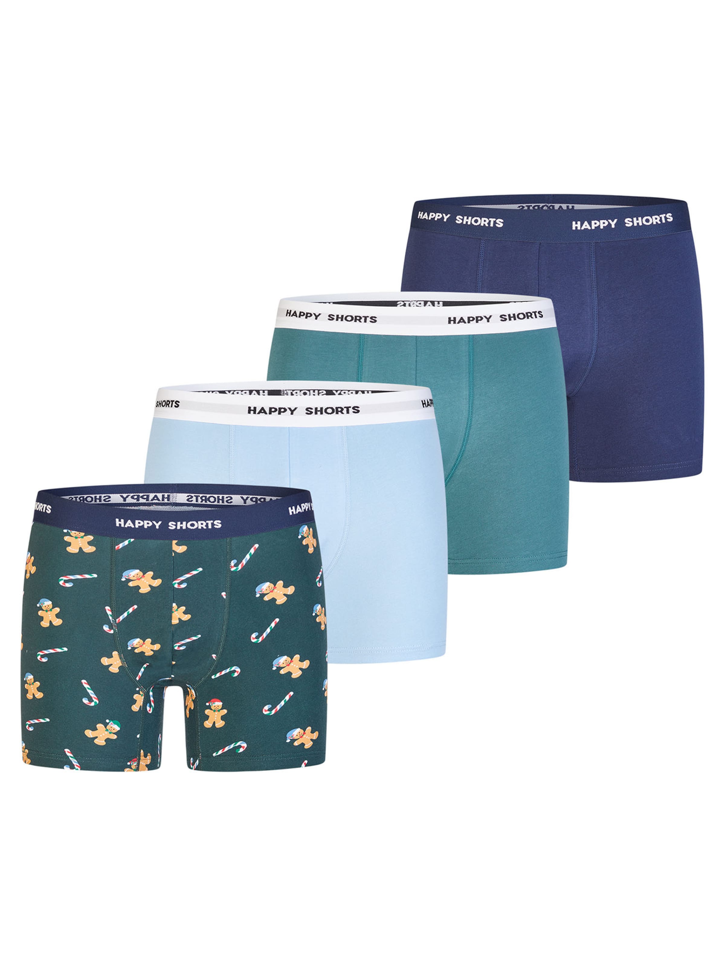 Happy Shorts Boxer ' Christmas ' in Blau: Vorderseite