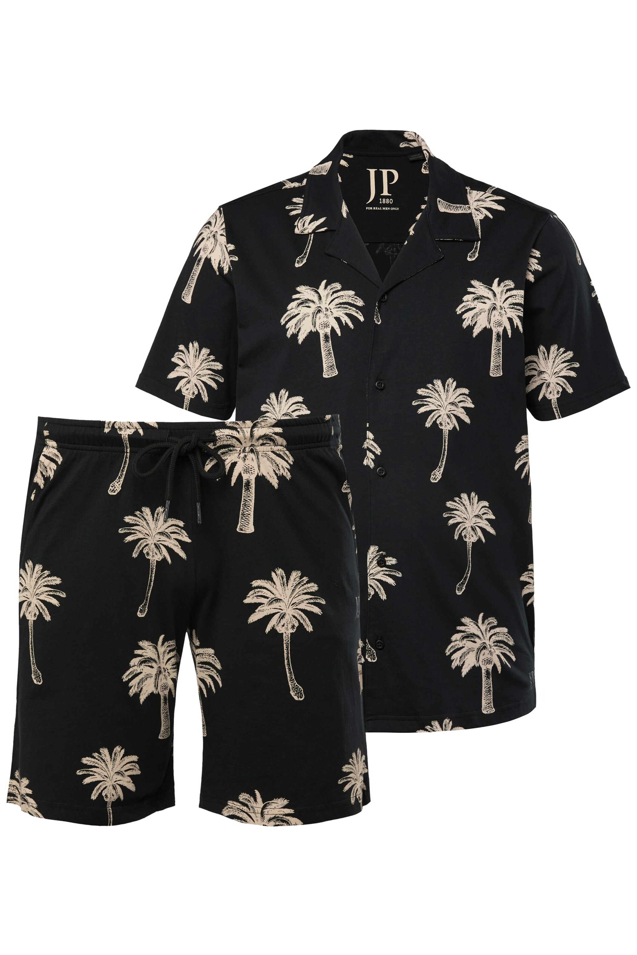 JP1880 Pyjama kort in Zwart: voorkant