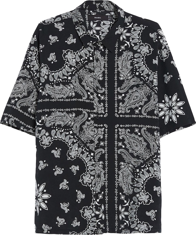 Bershka Regular Fit Hemd in Schwarz Weiß YR6560 Bershka Regular Fit Hemd in Schwarz Weiß YR6560