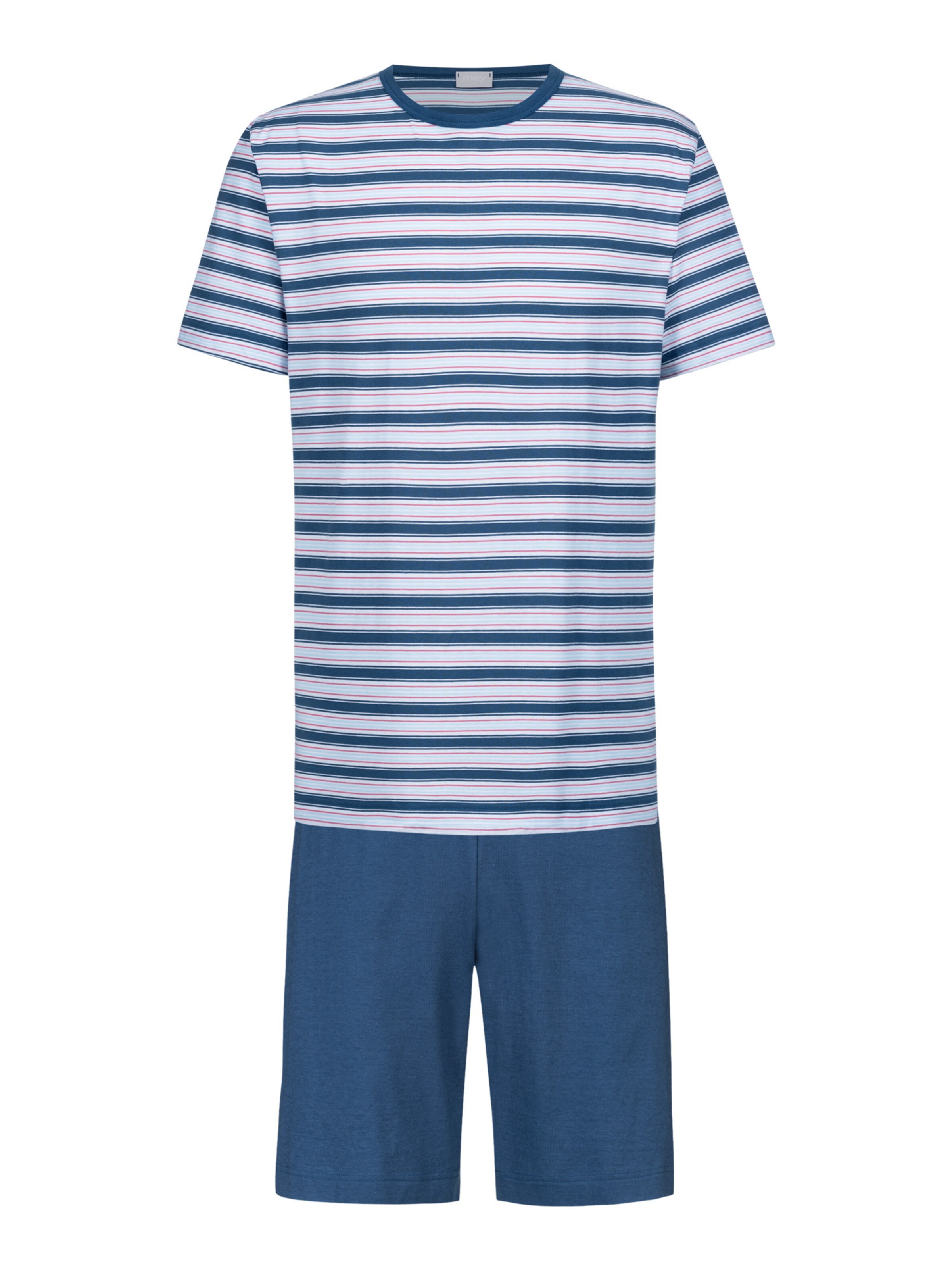 Mey Pajama short 'Sky Stripes' in Blue: front