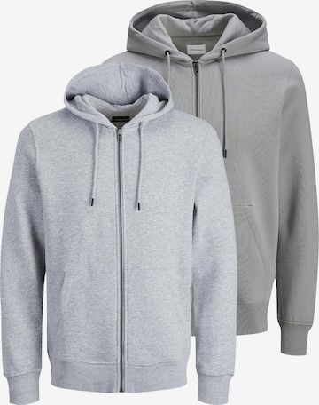 JACK & JONES Sweatjacke 'Star' in Silber: Vorderseite