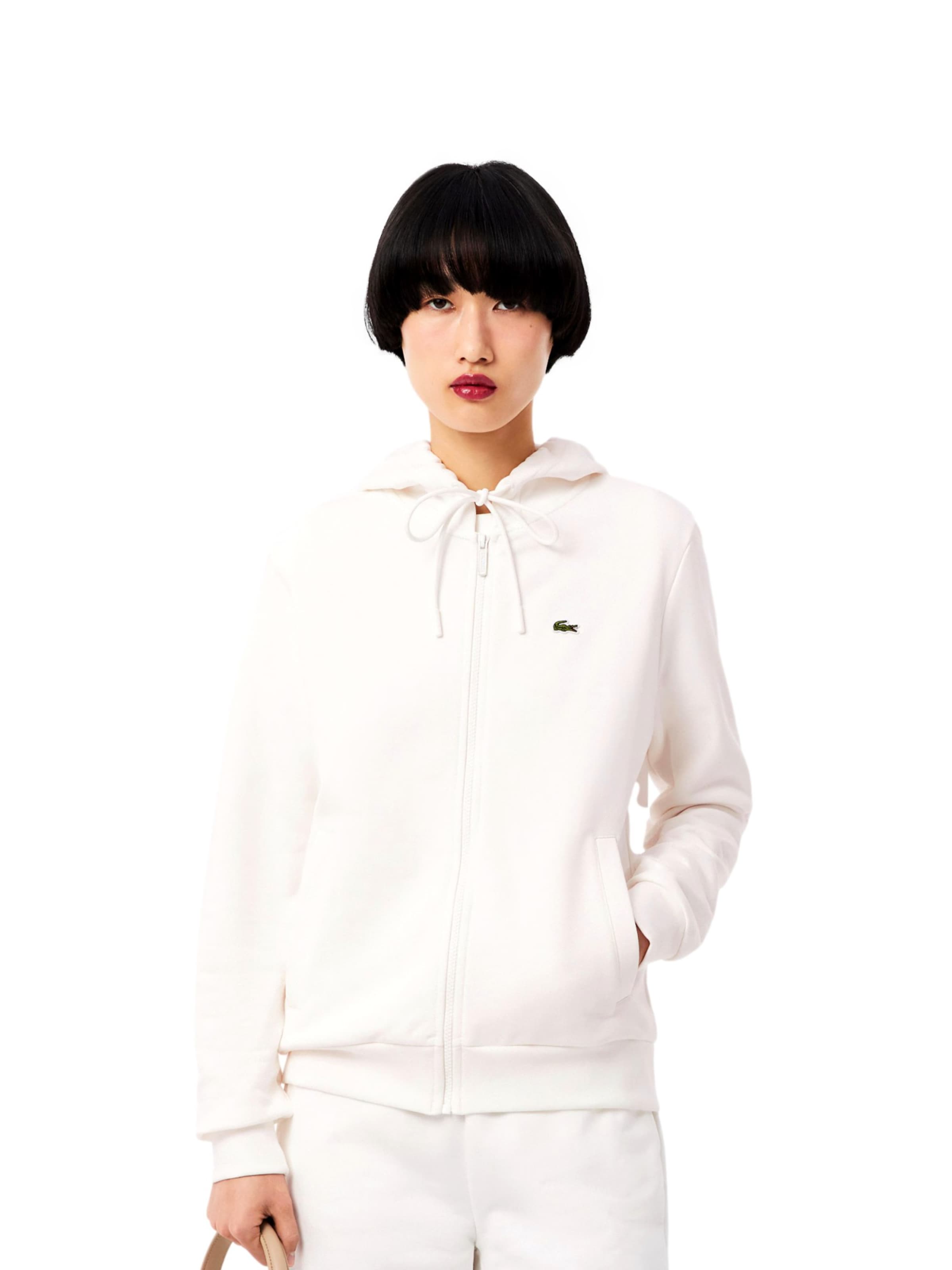 LACOSTE Sweatvest in Wit: voorkant