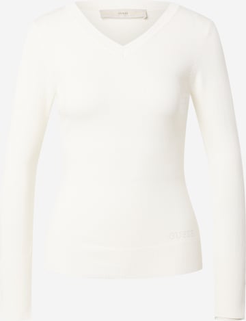 GUESS Пуловер 'GENA' в бяло: отпред