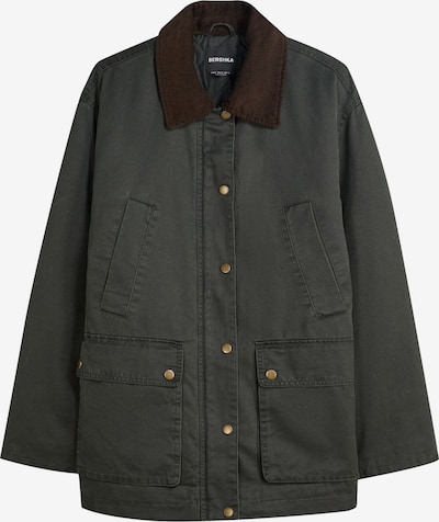 Bershka Prechodná bunda - tmavohnedá / tmavozelená, Produkt
