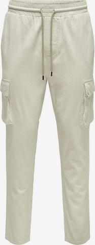 Only & Sons Tapered Cargobroek 'Linus' in Beige: voorkant