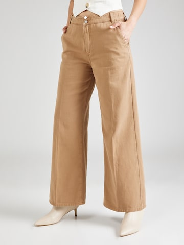 Wide Leg Pantalon à plis UNITED COLORS OF BENETTON en beige : devant