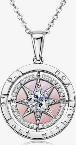ROUGEMONT Jewellery Kette 'Bezaubernde Kompass Moissanit Halskette 45cm 925 Sterling Silber' in Silber: Vorderseite